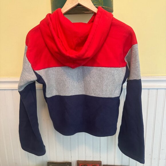 Champion Reverse Weave Colorblock Hoodie X-Small Red/Gray/Blue Cotton Blend - Picture 2 of 7